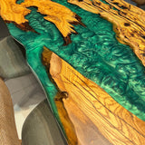 Custom Olive Epoxy Resin River Table Green Pearl ORT-43