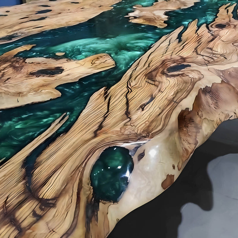 Custom Olive Epoxy Resin River Table Green Resin ORT-02