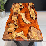 Custom Olive Epoxy Resin River Table Orange Pearl ORT-29