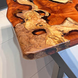Custom Olive Epoxy Resin River Table Orange Pearl ORT-29