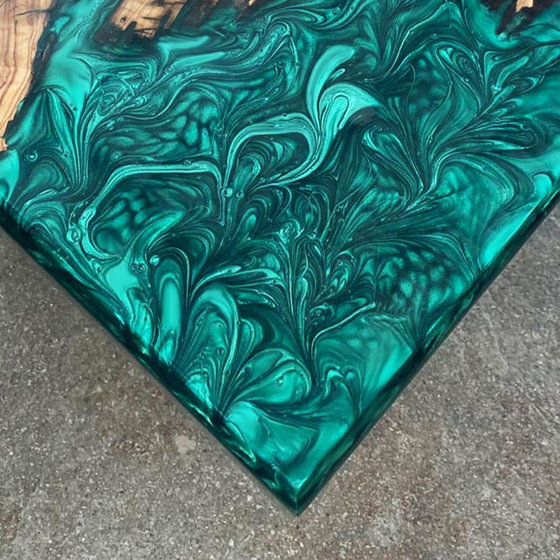 Custom Olive Epoxy Resin River Table Pearl Green ORT-28