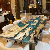 Custom Olive Epoxy Resin River Table Pearl Green ORT-42