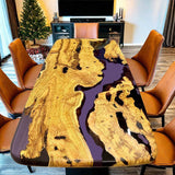 Custom Olive Epoxy Resin River Table Purple Resin ORT-19