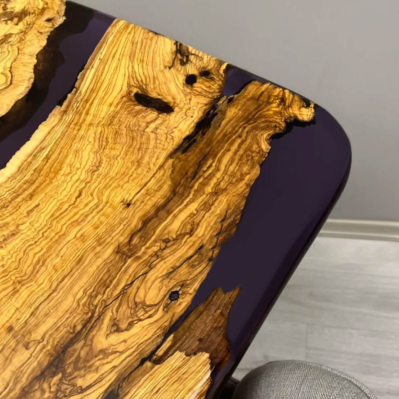 Custom Olive Epoxy Resin River Table Purple Resin ORT-19