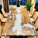 Custom Olive Epoxy Resin River Table White Resin ORT-25