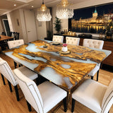 Custom Olive Epoxy Resin River Table White Resin ORT-04