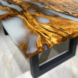 Custom Olive Epoxy Resin River Table White Resin ORT-04