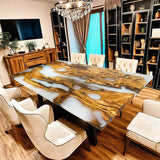 Custom Olive Epoxy Resin River Table White Resin ORT-20