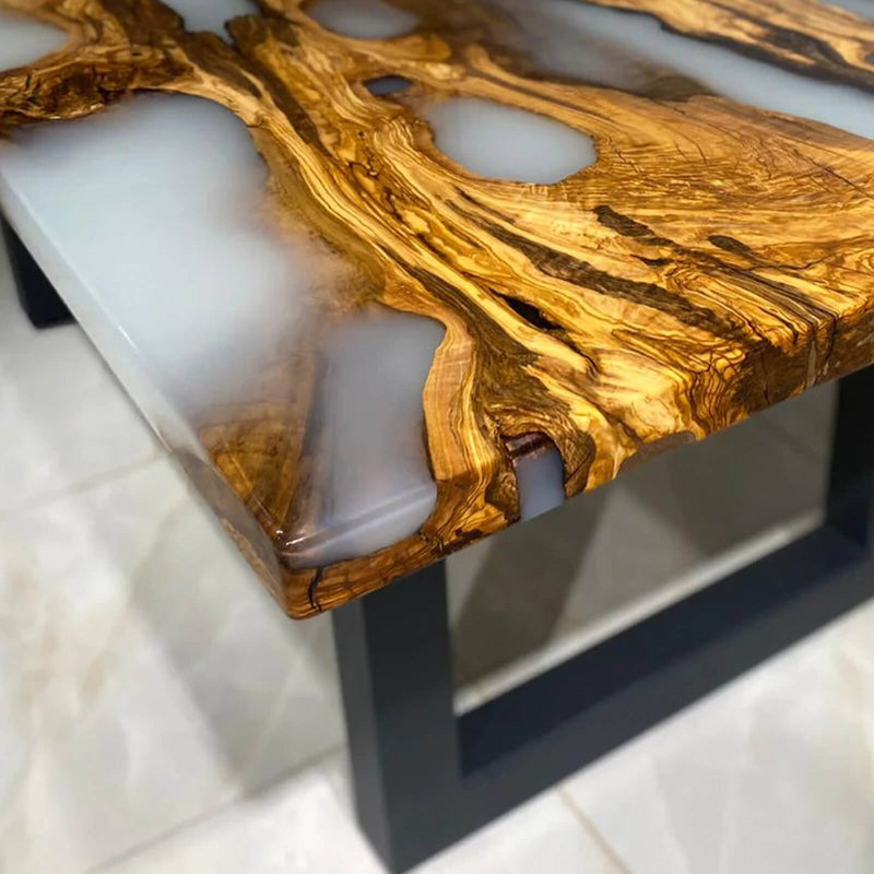 Custom Olive Epoxy Resin River Table White Resin ORT-20