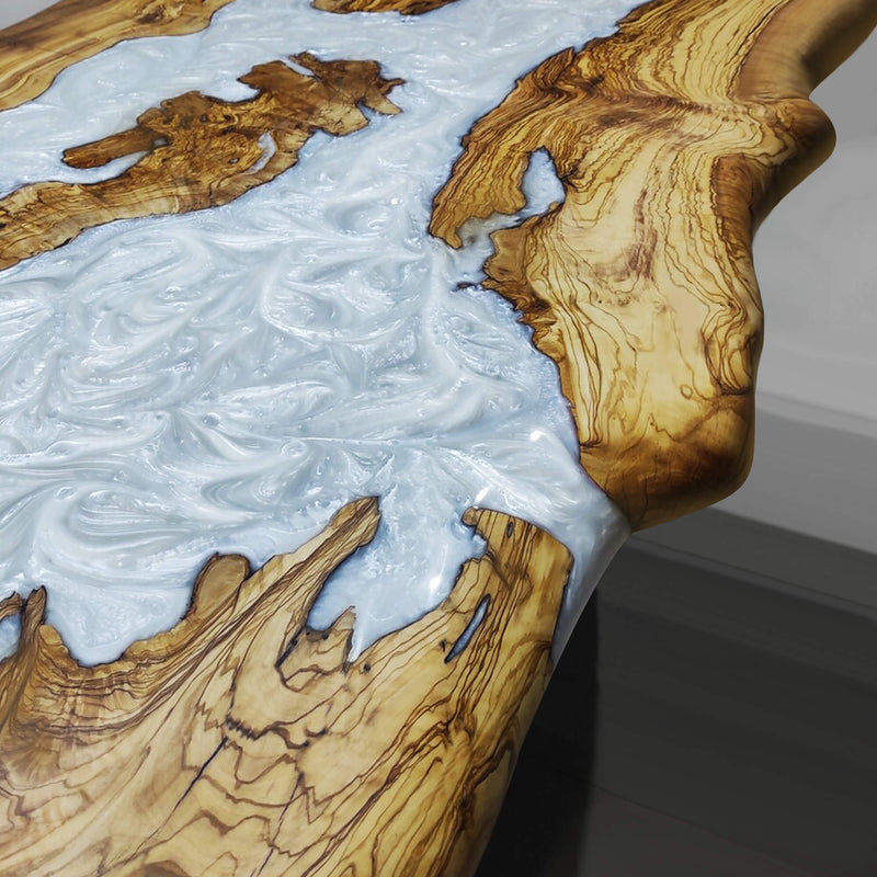 Custom Olive Epoxy Resin River Table White Resin ORT-41