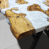 Custom Olive Epoxy Resin River Table White Resin ORT-41