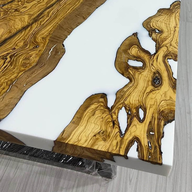 Custom Olive Epoxy Resin River Table White Resin ORT-07