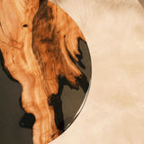 Custom Olive Epoxy Resin Round Coffee Table Black Resin CRT-45