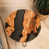 Custom Olive Epoxy Resin Round Coffee Table Black Resin CRT-45