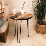 Custom Olive Epoxy Resin Round Coffee Table Black Resin CRT-45