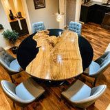 Custom Olive Epoxy Resin Round Coffee Table Black Resin CRT-46