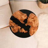 Custom Olive Epoxy Resin Round Coffee Table Black Resin CRT-44