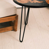 Custom Olive Epoxy Resin Round Coffee Table Black Resin CRT-44