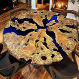 Custom Olive Epoxy Resin Round Coffee Table Blue Resin CRT-43