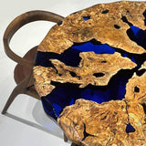 Custom Olive Epoxy Resin Round Coffee Table Blue Resin CRT-43