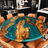 Custom Olive Epoxy Resin Round Coffee Table Blue Resin CRT-41