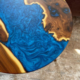 Custom Olive Epoxy Resin Round Coffee Table Blue Resin CRT-39