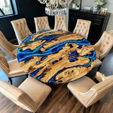 Custom Olive Epoxy Resin Round Coffee Table Blue Resin CRT-42