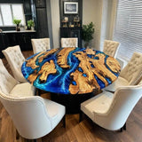 Custom Olive Epoxy Resin Round Coffee Table Blue CRT-35