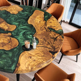 Custom Olive Epoxy Resin Round Coffee Table Green Resin CRT-38