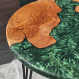 Custom Olive Epoxy Resin Round Coffee Table Green Resin CRT-38