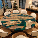 Custom Olive Epoxy Resin Round Coffee Table Green Resin CRT-40