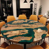 Custom Olive Epoxy Resin Round Coffee Table Green Resin CRT-40