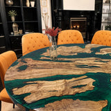 Custom Olive Epoxy Resin Round Coffee Table Green Resin CRT-40