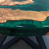 Custom Olive Epoxy Resin Round Coffee Table Green Resin CRT-40
