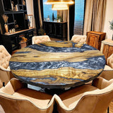 Custom Olive Epoxy Resin Round Coffee Table Pearl Gray Resin CRT-48