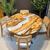 Custom Olive Epoxy Resin Round Coffee Table White Resin CRT-49
