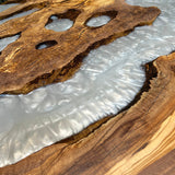 Custom Olive Epoxy Resin Round Coffee Table White Resin CRT-49