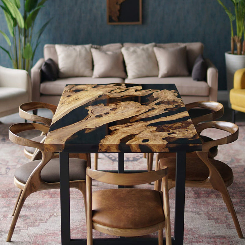 Custom Olive Epoxy Resin River Table Black Resin ORT-37