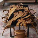 Custom Olive Epoxy Resin River Table Black Resin ORT-37
