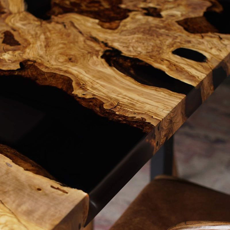 Custom Olive Epoxy Resin River Table Black Resin ORT-37