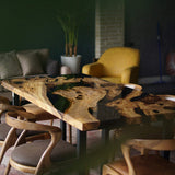 Custom Olive Epoxy Resin River Table Black Resin ORT-37