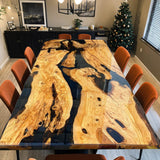 Custom Olive Epoxy Resin River Table Black Resin ORT-08