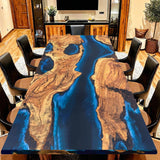 Custom Olive Wood Epoxy Resin River Table Deep Blue ORT-26
