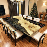 Custom Poplar Epoxy Resin Rectangular Flower Black Resin PRT-04