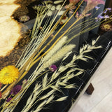 Custom Poplar Epoxy Resin Rectangular Flower Black Resin PRT-04