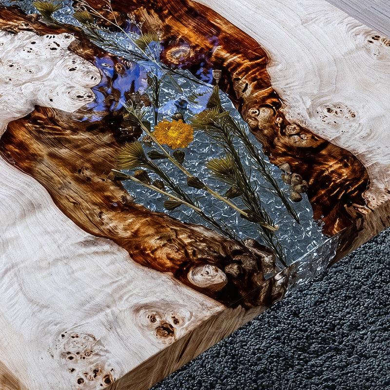 Custom Poplar Epoxy Resin Rectangular Flower Ice Crack Resin PRT-03