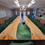 Custom Poplar Epoxy Resin River Conference Table Green Resin PRT-08