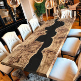 Custom Poplar Epoxy Resin River Table Black Resin PRT-09