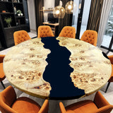 Custom Poplar Epoxy Resin Round Coffee Table Black Resin CRT-34