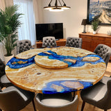 Custom Poplar Epoxy Resin Round Coffee Table Blue Resin CRT-31